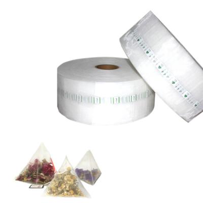 China Nylon Material Empty Tea Packaging Bag Pyramid Tea Bag Packaging Roll Material for sale