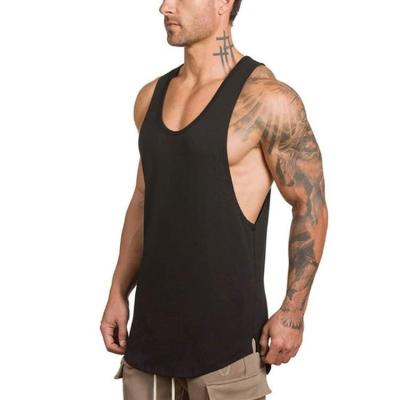 China Wholesale QUICK DRY White Sporty Cotton Curve Edge Men Work Out Compression Tank Top for sale