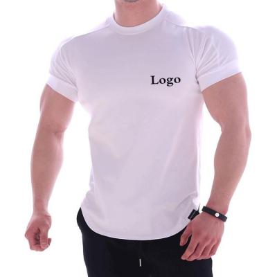 China White Blank Anti-wrinkle Summer Curved Edge Sports T-shirt, Custom Logo Men's T-shirt for sale