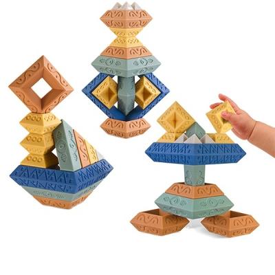 China DIY TOY New Design 15pcs Colorful Eco-friendly PVC Montessori Interlocking Educational Preschool Baby Stacking Toys. for sale