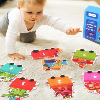 China Cognitive matching animal number puzzle toy eco-friendly children's early education number train puzzle for sale