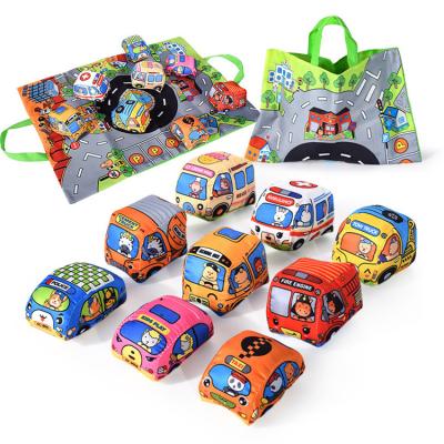 China Early Childhood Education Soft Toy Soft Plush Stuffed Car and Storage Bag 3D Cloth Book for sale