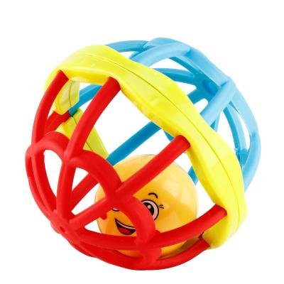 China Early Education Toy Teething Glue Baby Rattle Puzzle Hand Musical High Quality Smooth Soft Rubber Ball Plug for sale