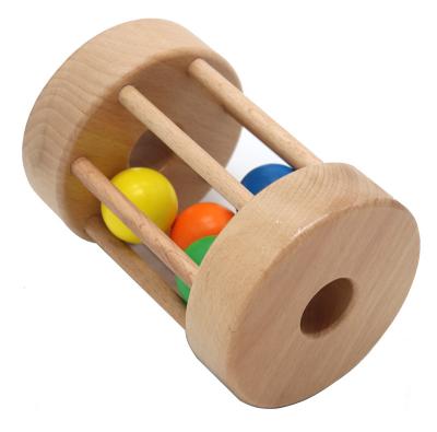 China Early Education Beech Wood Rattle Rolling Drum Montessori Toys. for sale