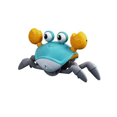 China Electric induction plastic cute smart filling crab small with lights music simulation crab crawling children's toys for sale