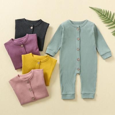 China RTS Autumn Newborn Infant Toddler Boys Full Girls Clothes Ribbed Long Sleeve Cotton Baby Overalls for sale