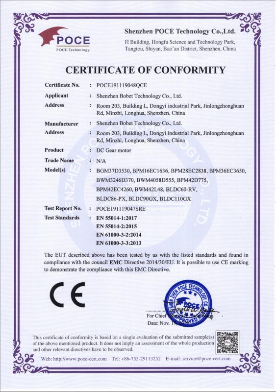 CE - Shenzhen Bobet Technology Co., Ltd.