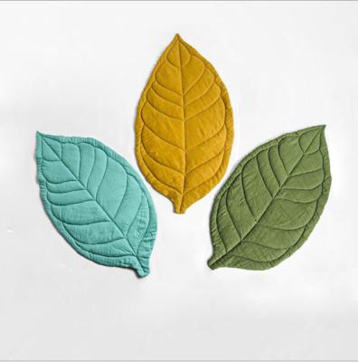 China Toy Home Decoration Soft Cotton Leaf Modeling Mat Carpet Baby Leaves Crawling Play Mat for sale