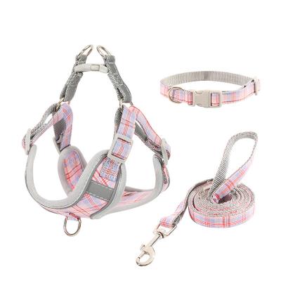 China Custom Harness Pets Polyester Nylon Large Dog Collar Heavy Weighted Leash Harness Sets For Walking Pets for sale