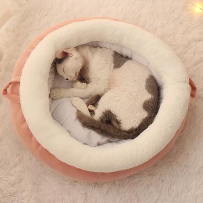 China Travel Dog Bed Comfortable Donut Round Dog Bed Ultra Soft Washable Dog and Cat Cushion Bed for sale