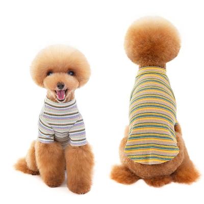 China Sustainable Wholesale Pet Clothes Cute Cat Stripe T-shirt Cotton Designer Dog Clothes Luxury for sale