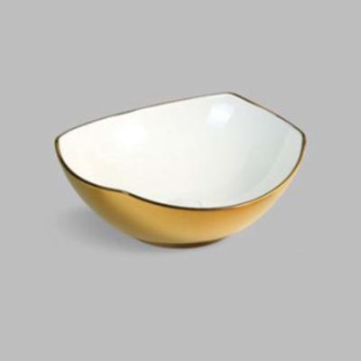 China Modern Gold Color Vessel Basin Sanitary Ceramic Bathroom Sink Ceramic Wash Basin for sale