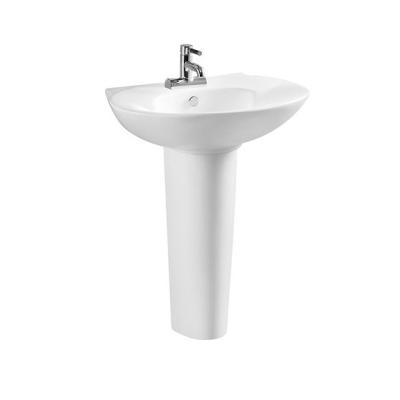 China Modern Wholesale Cheap Price Bathroom Accessories Standing White Color Pedestal Wash Ceramic Hand Basin for sale