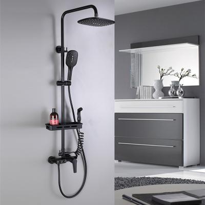 China With Slide Bar Shower Set Household Toilet Rain Shower Spout Black Pressurized Thermostatic Shower for sale