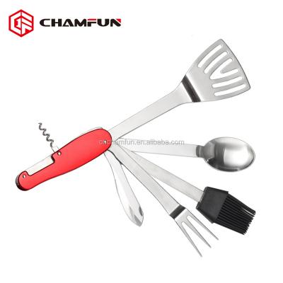 China Easily Cleaned 6 In 1 Mini BBQ Tool Easy Carry Camping Tool for sale