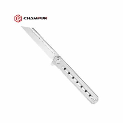 China Screw release TC4 titaninum handle folding knife 8CR14 stainless steel blade camping survival hunting pocket knife for sale