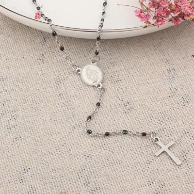 China TRENDY Popular Religious Rosary Purple Virgine Pendant Yellow Blue Red Pearl Necklace Jewelry for sale