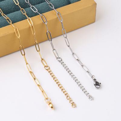 China FASHIONABLE Flattened Stainless Steel Paperclip Necklace Fashion Gold Paperclip DIY Chain DIY Jewelry Wholesale for sale