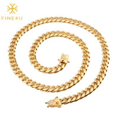 China Hiphop Rock Hip Hop Hot Sale Stainless Steel Gold Plated Necklace Cuban Link Chain for sale