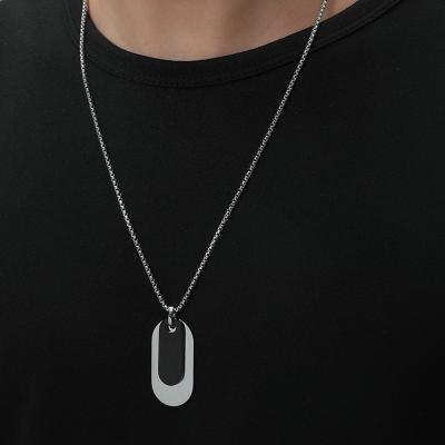 China FASHIONABLE Army Brand Street Pendant Titanium Steel Men's Necklace Stainless Steel Shining Double Mark for sale