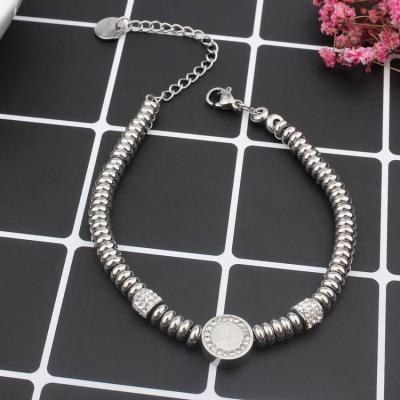 China TRENDY Handmade Bracelets Crystal Pave Beads Charm Jewelry Stainless Steel Bracelet for sale