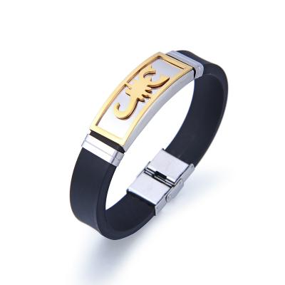 China Hiphop Factory Price Black Scorpion Wristband Silicone Wristband for sale