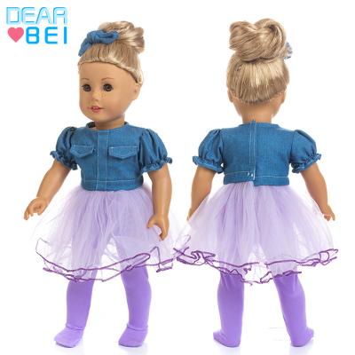 China 18inch dolls& customizable 43cm baby dolls doll denim tutu skirt clothes the doll, lovely clothes the doll, two-piece set clothes for the doll dress for sale