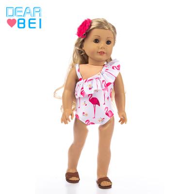 China 18inch dolls& 43cm Baby Dolls Custom Flamingo Printing Bikini Sexy One Piece Doll Swimsuit Clothes, Doll Accessories Clothes, 18 Inch Doll Clothes for sale