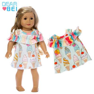 China 18inch dolls& 43cm Baby Dolls American Ice Cream Off-The-Shoulder Skirt Girl Doll Printing Clothes, Baby Doll Clothes, 18 Inch Doll Clothes for sale