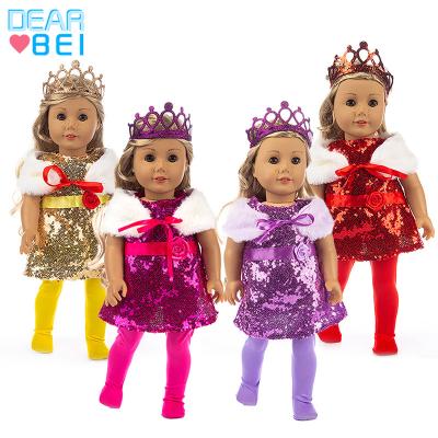 China 18inch dolls& 43cm baby dolls 18 inch hot country girl doll clothes shawl+hair band+skirt costume American girl christmas skirt set for sale