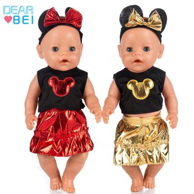 China DIY PLAY 18 Inch Creative Baby Doll Clothes Shiny Mini Skirt Suit Cartoon Doll Costume for sale