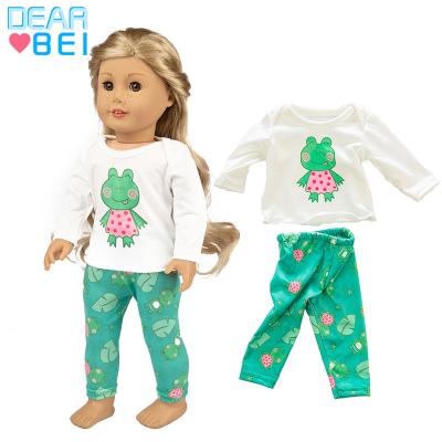 China 18inch dolls& 43cm Baby Dolls Dolls Clothes Green Frog Tops+Pants Fit 18 Inch American And 43cm Baby - 2019 New Doll Spring Baby Wear Outfit Doll Accessories for sale