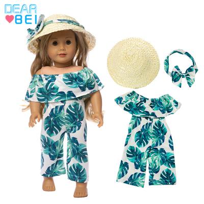 China 18inch dolls& 43cm baby dolls a variety of styles One-shoulder jumpsuit girls doll clothes, wholesale American fashion casual three-piece suit doll clothes for sale