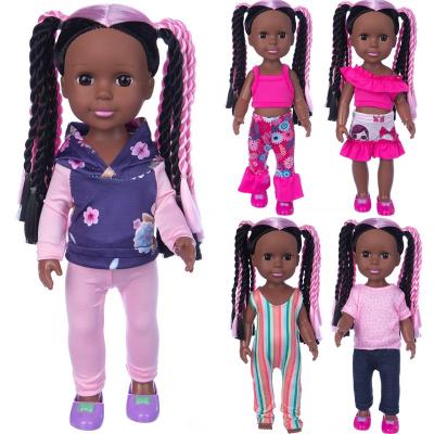 China Fashion Pink Twist Braid Hair Kawaii Black Dolls Vinyl Changeable Clothing Christmas Gift For Kids for sale