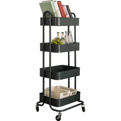 China Stocked Hot Sale Quality Metal U Style Four Tier Trolley Cart for sale