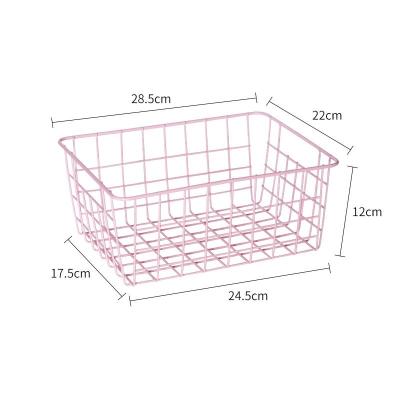 China Factory Supply Storage Basket Metal Wire Rectangle Basket Fruit Snacks Stored Direct Book Box With Cloth for sale