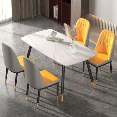 China (Size)New Adjustable Stainless Steel Square Marble Dining Table Set Luxury Furniture Imported Dine Room Chairs Dining Tables Modern for sale