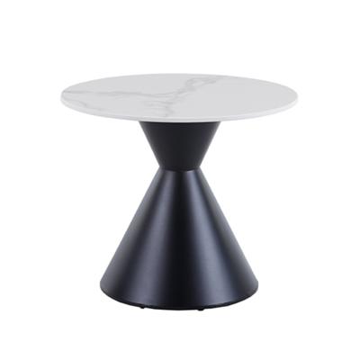 China Hot selling glass legs popular top+metal design sintered ceramic tile marble round stone coffee table for sale