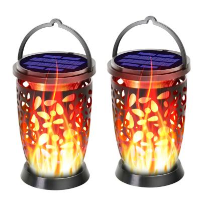 China Portable Solar Fire Lamp 96 LED Torch Flame Platform Solar Hanging Lights Outdoor Yard Garden Lights for sale