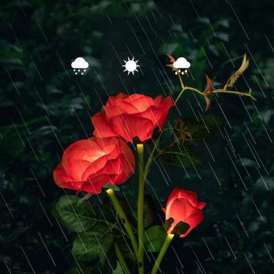 China Outdoor Waterproof LED Rose Lily Solar Light Garden Flower Solar Powered Lamp Lighting Floor Ground Decorative LED Flower Light for sale