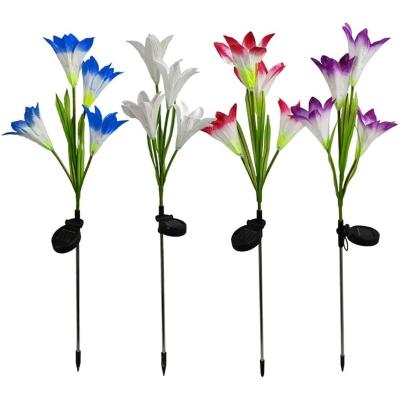 China Lily Flower Multi-Color Changing LED Garden Lights Outdoor Solar Stake Lights Solar Powered Landscape Light for sale