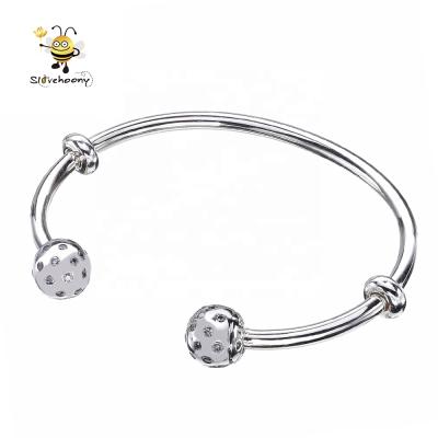 China China Wholesale 925 Jewelry Set Slovehoony 925 Silver Silver Jewelry Set Shimmer Open Bangle Bracelet Women Screw Ball Bracelet 2021 for sale