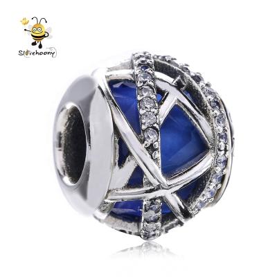 China 925 Sterling Silver Heart Beads Jewelry Slovehoony Christmas Gift Galaxy DIY Charm Beads for Snake Bracelet 925 Sterling Silver Royal Blue Crystal Beads for Jewelry Making for sale