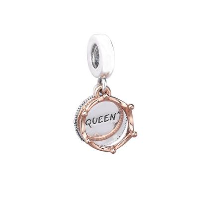 China Slovehoony 925 Rose Gold Charms Jewelry Silver Queen and Majestic Crown Dangle Rose Gold Charms Jewelry 788255 for sale