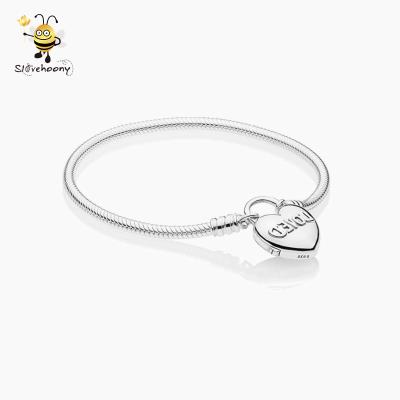 China Bracelets For Women Jewelry Classic Silver Rings Moments Snake Chain Bracelet With Heart For Woman 925 Sterling Silver Jewelry for sale