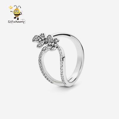 China 925 Sterling Silver Jewelry Sweet Style 925 Sterling Silver Jewelry Bedazzling Sliver Butterfly Rings For Girls Ladies Ring for sale