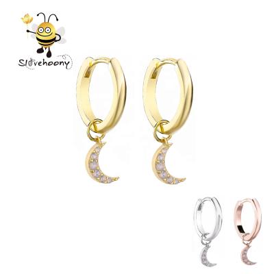 China Clip On Earrings Slovehoony Gold Moon Drop Huggie Earrings In Earrings Jewelry Clip On Earrings for sale