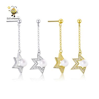 China Slovehoony FASHIONABLE High Quality Freshwater Star Pearl Stud Earrings 925 Sterling Silver Star Elegant Stud Earrings For Women Jewelry for sale