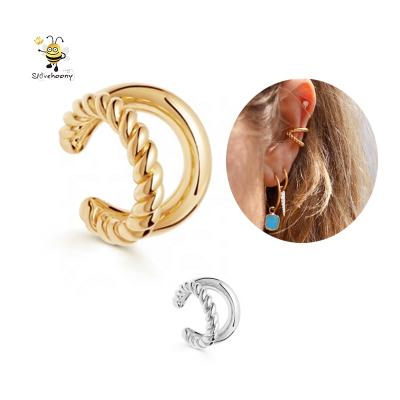 China Twist Ear Cuff Slovehoony Wholesale 925 Sterling Silver Gold Plated Ear Cuff Earrings Twist Ear Cuff Earrings Wholesale for sale