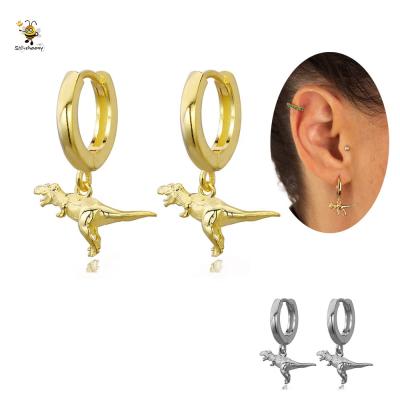 China Circle Slovehoony Earring 925 Silver Circle Earrings Dinosaur T-Rex Vermeil Animal Drop Earrings For Woman Jewelry for sale